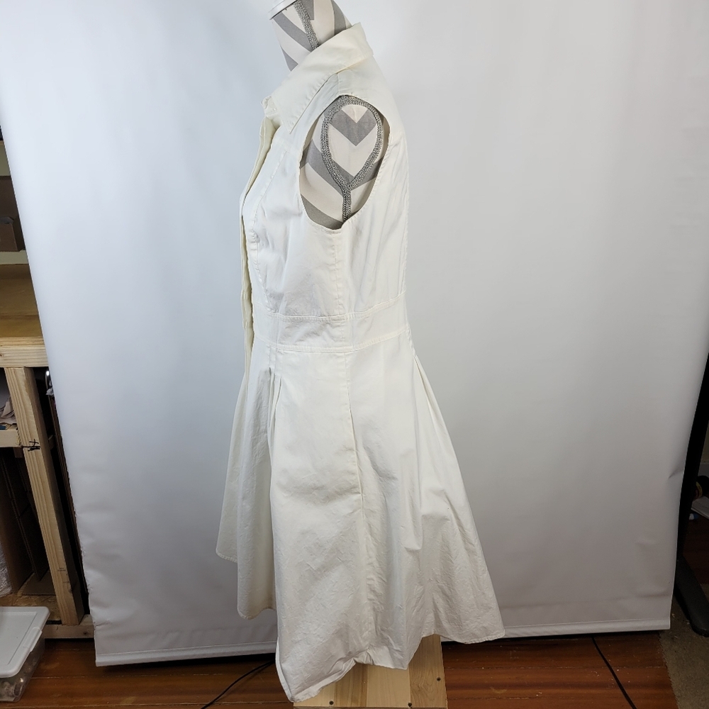 Ann Taylor Loft White Sleeveless Shirt Dress Cotton Size 12 - Picture 9 of 15